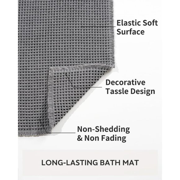 New Waffle Bath Mat Rug, Super Absorbent, Non-Slip, Soft Washable 24" x 36" - Picture 6 of 7